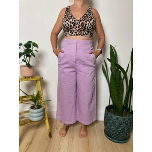 Tibi purple cropped wide leg pants